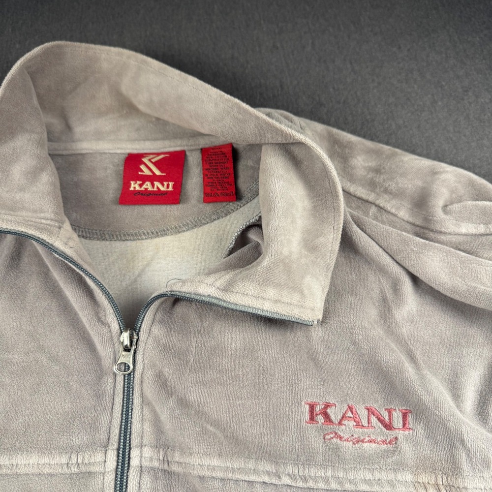 Karl Kani Original Velour Track Jacket XXL Gray Full Zip Vintage Hip Hop Style